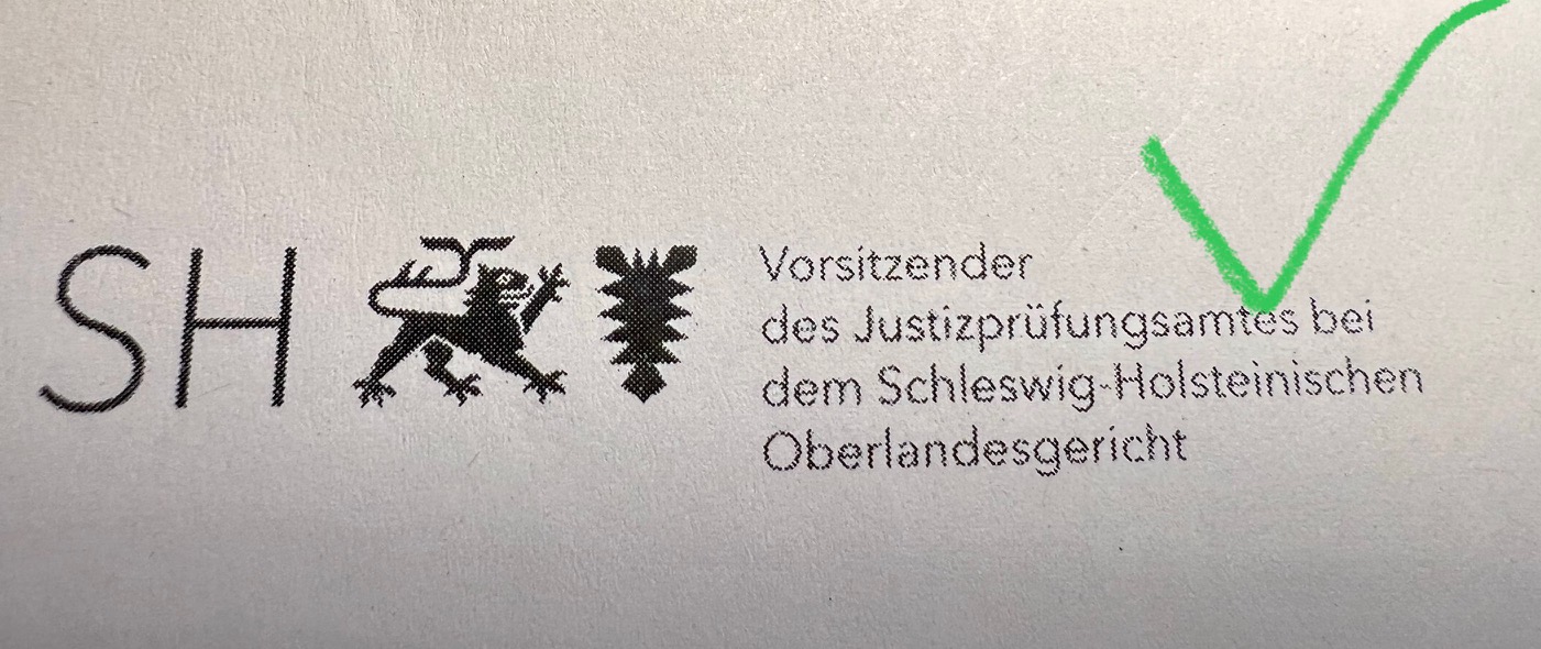Erfolg im Überdenkungsverfahren in Schleswig-Holstein bei Staatlicher Pflichtfachprüfung